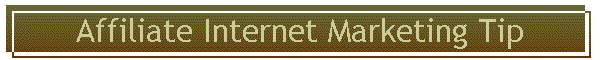 Affiliate Internet Marketing Tip
